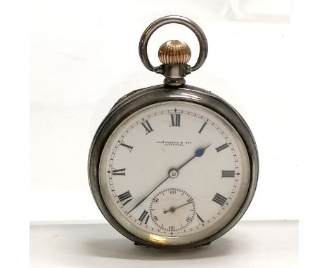 Antique Thomas Russell silver Dennison cased pocket watch - 50mm case & stated as a 2oz case - for spares / repairs 