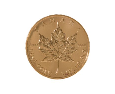 CANADA 50 DOLLARS GOLD MAPLE LEAF 1990
Crowned bust facing right, date and denomination below, reverse with maple leaf, struc