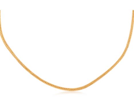 A GOLD 'ROPE' NECKLACE
featuring an unmarked yellow gold 'rope' necklace, likely high karat.
40cm long
9.7g
Ownership Stateme