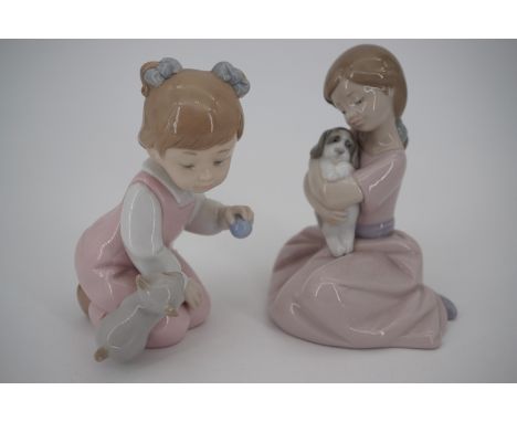 Two boxed Nao figurines: "My Puppy Love" and "Playtime", 13 cm high