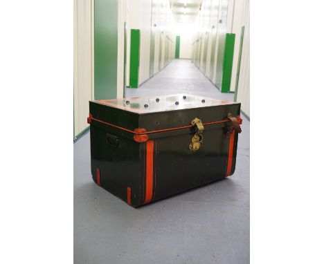 An uncommonly fine Victorian painted steel travelling trunk