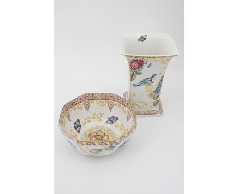 A Spode "Sumatra" pattern vase and bowl, (vase 21 cm)