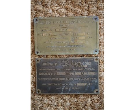 Two English Electric railway engine plates