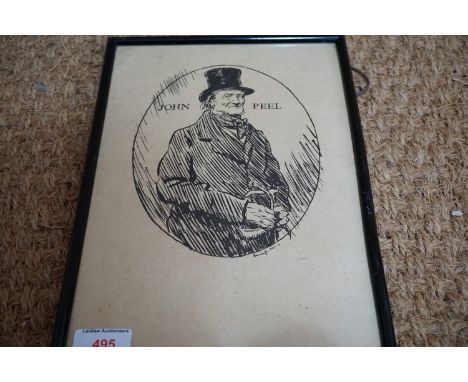 A Joseph Simpson John Peel lithographic portrait print, circa 1920s