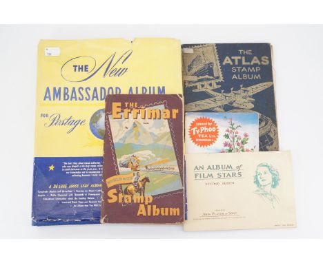 The New Ambassador and other vintage stamp albums and stamps, together with tea and cigarette card albums