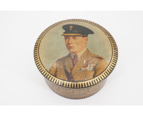 A 1920s Cadbury Bournville chocolates tin, the lid bearing a portrait of the Prince of Wales later King Edward VIII in the un