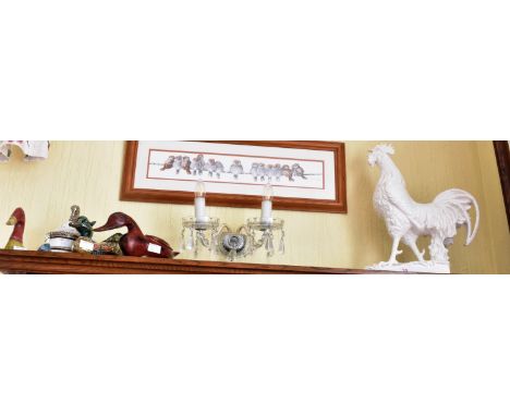 LARGE CERAMIC COCKEREL AND OTHER DUCK ORNAMENTS