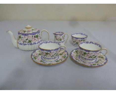 Minton tea for two to include teapot, cream jug, sugar bowl, cups and saucers circa 1905