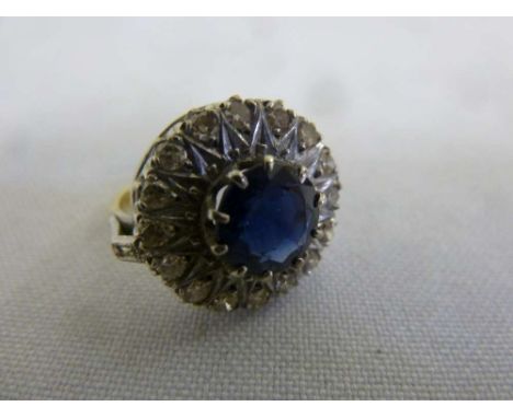 18ct sapphire and diamond cocktail ring, approx 6.4g