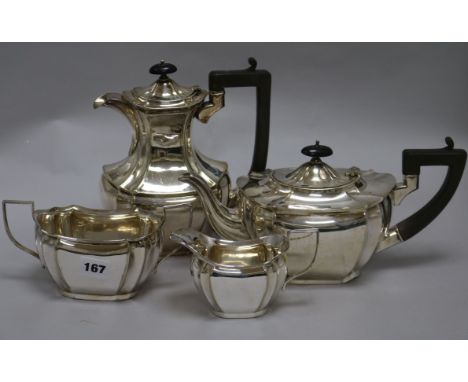 A plated four piece tea and coffee service