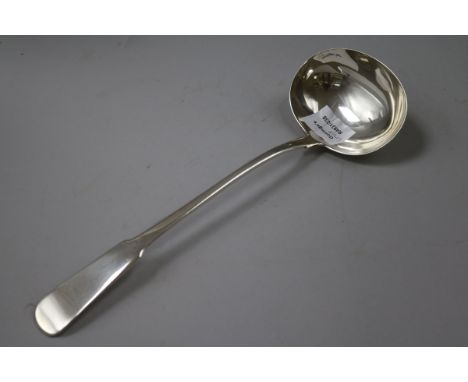 A George IV Scottish silver fiddle pattern soup ladle, James McKay, Edinburgh, 1823, 33.5cm, 5.9 oz.
