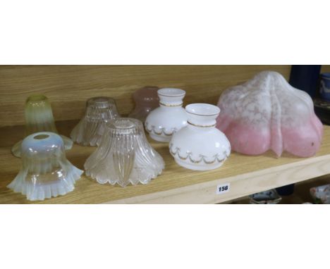 Eight assorted glass lamp shades