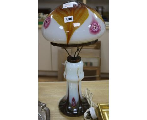 A coloured glass mushroom lamp height 53cmFrom the estate of the late Sheila Farebrother.