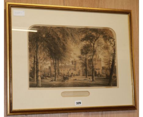 E.F. Watson, lithograph, Lea Castle, Worcestershire, 28 x 43cm and two other pictures