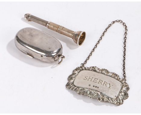 George V silver sovereign and half sovereign holder, Birmingham 1913, maker E J Houlston, with plain exterior and engine turn