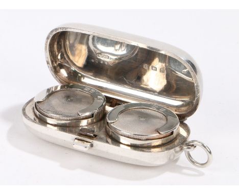 George V silver sovereign holder, Birmingham 1912, maker Aaron Lufkin Dennison, the banded exterior with central circular mon
