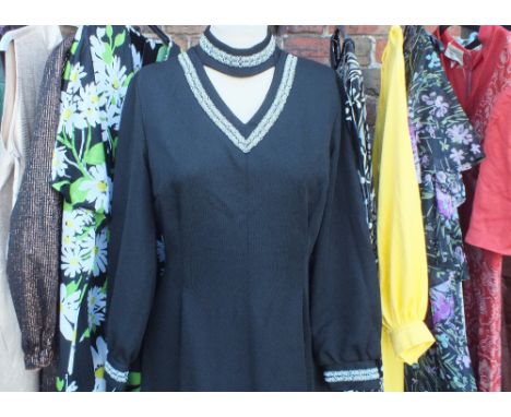 A COLLECTION OF LADIES VINTAGE CLOTHING, various styles and periods, to include a Shubette lurex embellished dress, a 1970s G