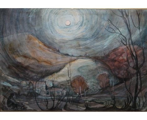 ALAN R (XXI). 'The mysterious man', signed lower right, watercolour, gilt framed and glazed, 17.5 x 24 cm