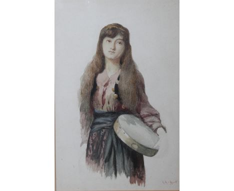 ARTHUR ACKLAND HUNT (act. 1863-1902). Portrait of a young girl, signed lower right, watercolour, framed and glazed, 27 x 17 c