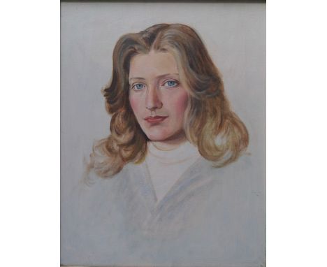 WALDRON WEST (XX). Portrait of a young lady, signed verso, oil on canvas, gilt framed, 45 x 35 cm
