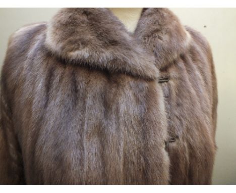 A LONG LENGTH VINTAGE PASTEL MINK FUR COAT, fully lined with internal ties, hook fasteners, front pocketsCondition Report:No 