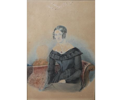 ENGLISH SCHOOL (XX). Portrait of a lady, watercolour, rosewood framed, 23.5 x 15.5 cm