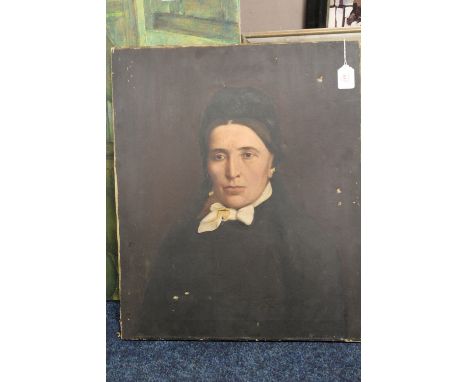 ENGLISH SCHOOL (NINETEENTH CENTURY). Portrait of a lady, oil on canvas, unframed, 61 x 51 cm