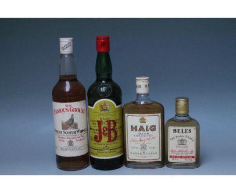 ONE BOTTLE OF J&B SCOTCH WHISKY, together with one bottle of Famous Grouse, one half bottle of Haig and one small 18.75cl bot
