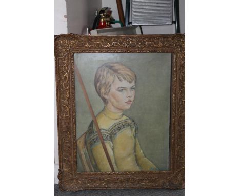 J KRAMER (XX). Portrait of a young boy, signed lower right, oil, gilt framed and glazed, 50 x 38 cm