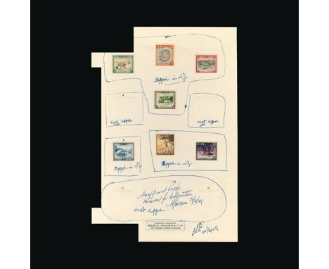 Bradbury Wilkinson Collection : NIUE: 1950 Pictorial set of ten imperf proofs on two B.W. archive page, each marked alongside
