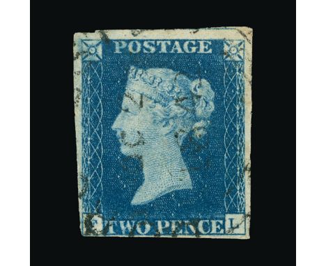 Great Britain - Officials : (SG 5h) 1840 2d blue, plate 2, FL, 4 tiny to huge margins, light town CDS, slight yellowing on re