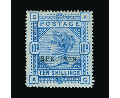 Great Britain - QV (surface printed) : (SG 177as) 1883-84 blued paper 10s cobalt, AG, ovptd. SPECIMEN Type 9, s 'short' stamp