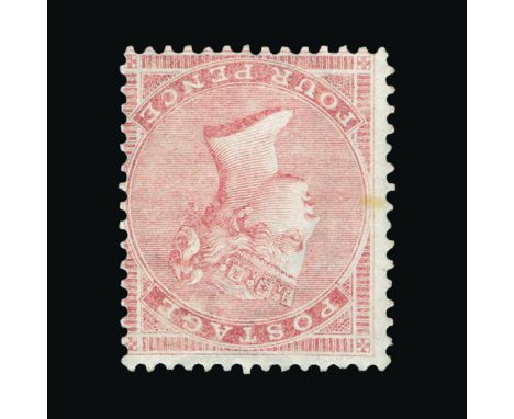 Great Britain - QV (surface printed) : (SG 66aWi) 1855-57 large Garter 4d rose, WATERMARK INVERTED, centred to SE, small fain
