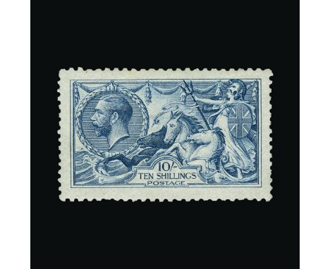 Great Britain - KGV : (SG 411/3N70(3)) 1915 10/- De La Rue, the rare Bright 'Cambridge' Blue seahorse shade, an exceptionally