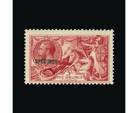 Bradbury Wilkinson Collection : GREAT BRITAIN: 1918-19 Seahorses 5s. With 'SPECIMEN' type 32 overprint, fine mint, cernered t