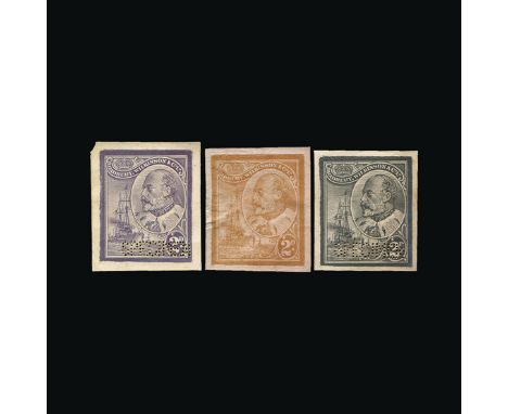 Bradbury Wilkinson Collection : DUMMY STAMPS: KING EDWARD VII &amp; BATTLESHIP 2D design, letter press plate proof in black b