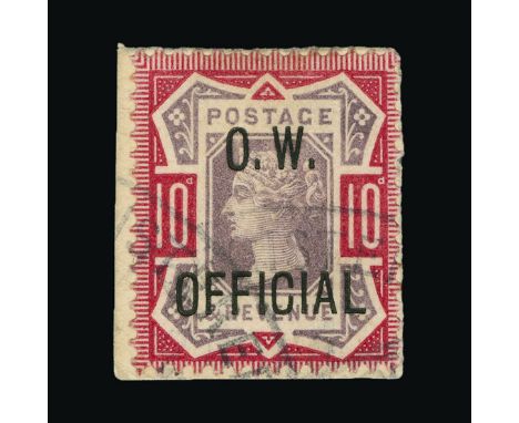 Great Britain - Officials : (SG O35) 1896-02 OFFICE OF WORKS 10d, dull purple and carmine, wmk Imp Crown, P14, used on close-