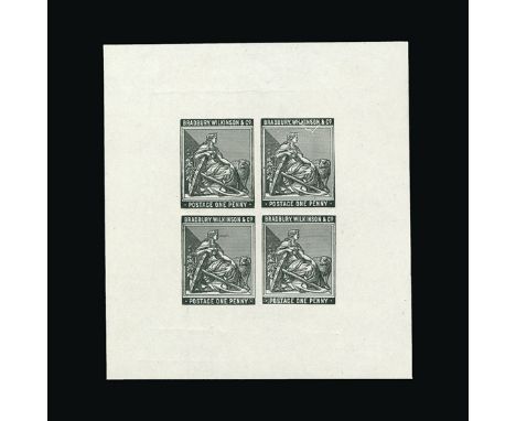 Bradbury Wilkinson Collection : DUMMY STAMPS: 1879 CAPE OF GOOD HOPE ONE PENNY ESSAY die proof block of four in black, fine a