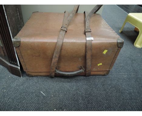 A leather travel trunk 