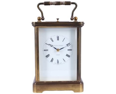 Große Reiseuhr Matthew Norman, England carriage clock,London, poliertes Messing, 4-fach verglast, Facettglas, Zifferblatt mit