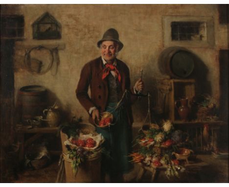 Hermann KERN (1838-1912) Gemüsekäufer 1909,Öl/Leinwand, u. links signiert und datiert H. Kern 1909, rückseitig mit Wachssiege