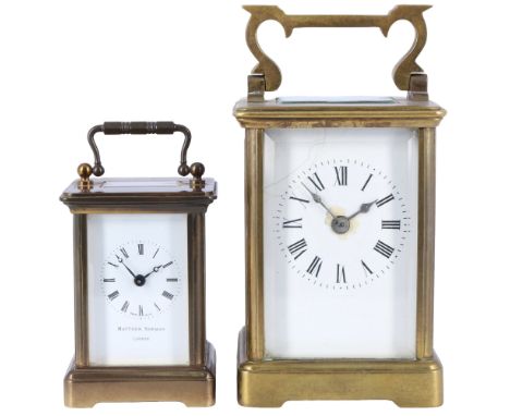 2 Reiseuhren, England u.a. Matthew Norman, carriage clock,England, poliertes Messing, jeweils 4-fach verglast, Facettglas, Zi