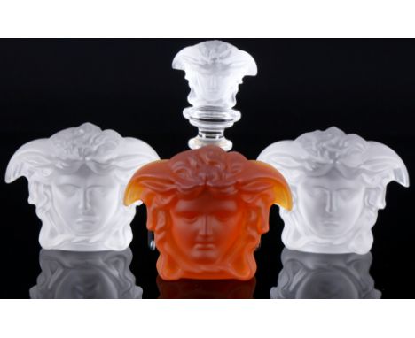 Rosenthal Versace 3 Briefbeschwerer mit Karaffen-Stopfen,Kristall, mit Ätzmarke, Serie Versace Medusa (Lumiere), 3x Briefbesc