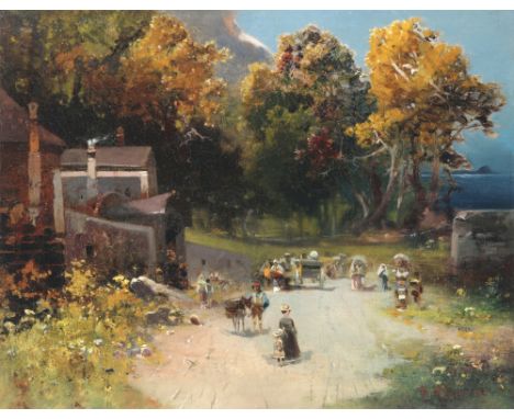Robert ALLOT (1850-1910) Neapolitanische Landschaft,Öl/Leinwand (doubliert auf Leinwand), u. rechts signiert R. Alott, österr