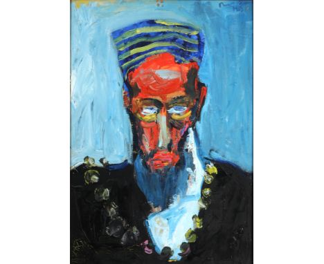 Bernhard MARTIN (1966) Portrait,Öl/Platte, oben rechts signiert und datiert Bernhard Martin wohl 1983, Rückseite Studie/Skizz