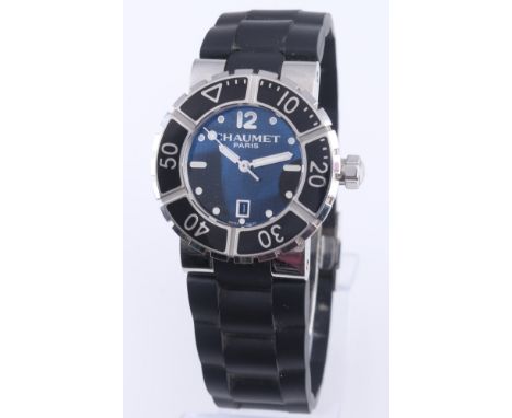 Chaumet Class One Damen Armbanduhr,DAU, Ausführung in Edelstahl, blaues Zifferblatt mit Datumsanzeige, Saphirglas, Quarzwerk,