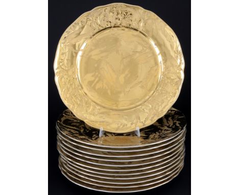 Rosenthal Sanssouci Midas 12 Platzteller - Giani CINTI,Porzellan, schwarz-goldene Firmenmarke, Form Sanssouci, Dekor Midas vo