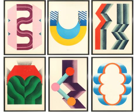 Kumi SUGAI (1919-1996) 6 Kompositionen und Künstlermappe,Farblithografie auf Velin, alle Werke mit Bleistift signiert und num
