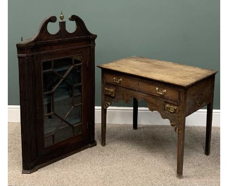 ANTIQUE OAK OCCASIONAL FURNITURE two items, comprising lowboy, rectangular top, blind frieze drawer, twin small opening drawe