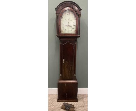 JOSEPH SMITH WREXHAM MAHOGANY LONGCASE CLOCK circa 1840, signed arched top painted dial, Roman numerals, subsidiary seconds d